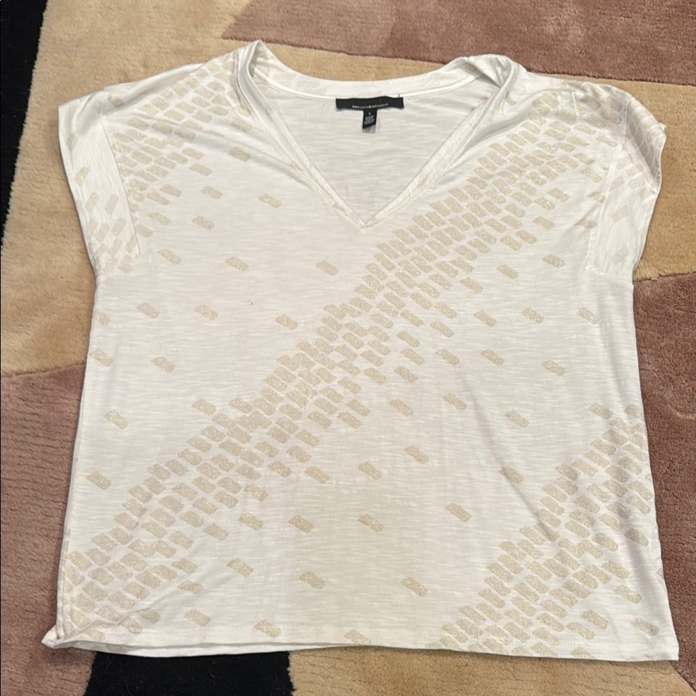 White House Black Market Cream Boxy Short Sleeve Tee